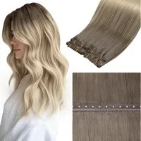 LuxusKollektion Echthaar-Extension Extensions Echthaar Blond 45cm-50G 1.7-butterfly weft-#8 18 60