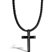 SERASAR Lederband Lederhalskette mit Edelstahlanhänger "Cross" (1-tlg), aus Echtleder