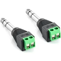 Poppstar Audio Klinkenstecker 2 Stück Audio-Adapter 6,35-mm-Klinke zu 2-pin Terminal Block, (Adapter 6,35mm Klinke Stereo männlich auf 2-pin Terminal Block)
