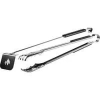 Holzkohle-Rechen und -Zange, Grillbesteck silber/schwarz