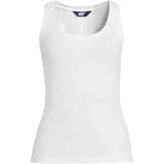Ärmelloses Ajour-Top für Damen, Damen, size: regular, Elfenbein, Elasthan/Baumwoll-Mischung, by Lands' End