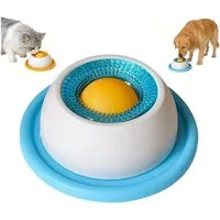 Ledander Futternapf Lick Bowl Für Hunde,Nassfutter Lick Pad Mit Antirutschmatte, PP, Futternapf mit Integrierter Drehkugel für Gelangweilte Welpen Katzen