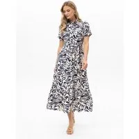 Passioni Hemdblusenkleid mit Grafikmuster in Navy mit allover Print