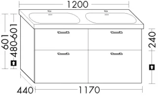 Burgbad WTU.-Schr. Sys30 PG1 Aqua 601x1170x440 Eiche Dekor Klassik, WYTU117F6435 WYTU117F6435