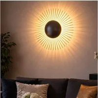 FISCHER & HONSEL LED Wandleuchte, LED-Leuchtmittel fest verbaut, Warmweiß, Wandleuchte LED Wohnzimmerlampe Sonne Blattgold schwarz Flurleuchte