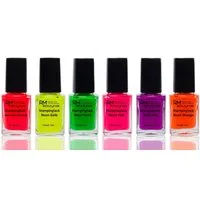 RM Beautynails Nagellack-Set Neon Nagellack Stamping Set Rot Gelb Grün Pink Lila Orange Nail Polish, Schnell trocknend