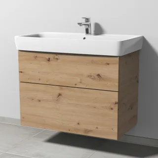 Sanipa 3way Waschtischunterbau zu Geberit Renova Plan Waschtisch mit 2 Auszügen, Eiche Natural-Touch SM87985