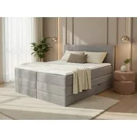Sofnet Boxspringbett Mollo XL (2x Bettkästen, Bonellfederkern- und Taschenfederkernmatratze, Topper), Polsterbett, Doppelbett, Cord Bezug, mit Kopfteil, 140/160/180x200 cm