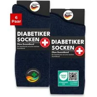 sockenkauf24 Diabetikersocken ohne Gummibund 97% Baumwolle mit Komfortbund ohne Naht (Jeans, 6-Paar, 39-42) Diabetiker Socken ohne Gummi für Damen & Herren