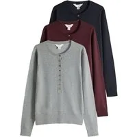 The Set Strickpullover The Set Henley-Pullover mit Wollanteil, 3er-Pack (3-tlg)
