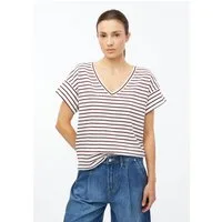 s.Oliver Kurzarmshirt T-Shirt Gestreiftes Jersey-T-Shirt mit V-Ausschnitt