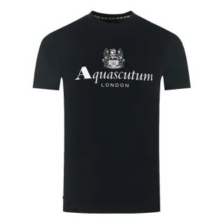 Aquascutum London Aldis Markenlogo Schwarzes T-Shirt
