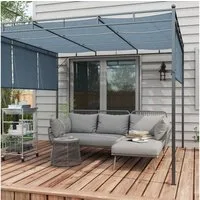 Outsunny Gartenlounge-Set Gartenmöbel-Set mit Kissen mit Beistelltisch, (Polyrattan Lounge Set, 3-tlg., Gartengarnitur), für Garten, Terrasse, Stahl, Hellgrau