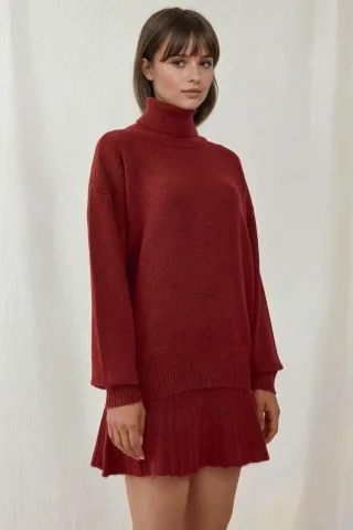 Strukturierter Oversized Rollkragenstrick-Set