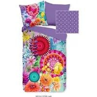 hip Wendebettwäsche Vitori, Satin, 2 teilig, Mako-Satin, 135x200, Reißverschluss, Wendeoptik, Mandala, Bunt, Lila