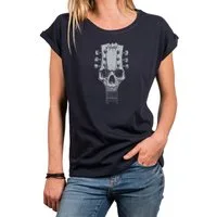 MAKAYA T-Shirt Damen Oberteil mit Gitarrenmotiv, Hard Rock & Festival Style (Schwarz, Blau, Dunkelgrau, 34, 36, 38, 40, 42, 44, 46, 48, 50) Baumwolle