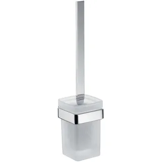 Emco Loft Toilettenbürstengarnitur 051500101 chrom, Wandmodell, Kristallglas satiniert, Griff chrom, Bürste schwarz