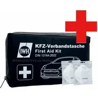 IWH KFZ-Verbandtasche Mit 2x FPP2: Erste Hilfe Verbandszeug aktuelle DIN Norm lange steril