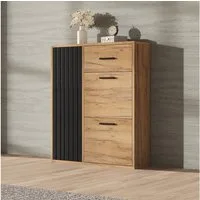 Merax Schuhschrank mit 1 Schublade, 2 Klappen, 1 Tür (1-St., Verstellbaren Regalen) Schuhregal, Schuhablage, Schuhkommode, 80×24×95.5 cm