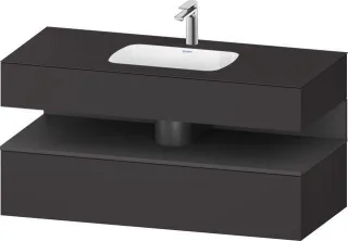 Duravit Qatego Einbauwaschtisch mit Konsolenwaschtischunterbau Graphit Supermatt 1200x550x600 mm - Q QA4787049800010