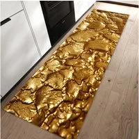 Primedeco Teppich Küchenteppich Goldene Struktur PVC rutschfest abwaschbar Läufer, Rechteckig, Höhe: 3 mm, Pflegeleicht & Wasserabweisend