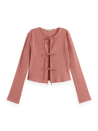 Scotch & Soda - Strukturierter Cardigan aus Gingham rot - Gr. - S