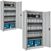 tectake Aktenschrank (2er Set, 2-St., inkl. Schlüssel) aus pulverbeschichtetem Stahl