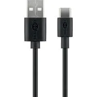 USB 2.0 Kabel, USB-A Stecker > USB-C Stecker schwarz, 1 Meter