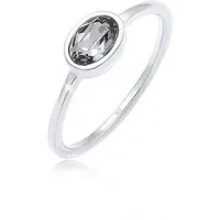 Elli Verlobungsring Oval Glas Kristalle Grau 925 Sterling Silber