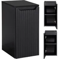Lomadox Badkommode NEWPORT-56-BLACK, 30 cm Badezimmerschrank 40 cm tief Badschrank schwarz gerillte Front