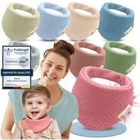 Mallie Lätzchen Musselin Lätzchen Baby im 6er oder 8er Set, (Als Bibs, Dreieckstuch Baby, Baby Lätzchen -, 8-St., Musselin Halstuch Baby, Musselintücher Baby und Babylätzchen), Sabberlätzchen Baby Halstücher Baby