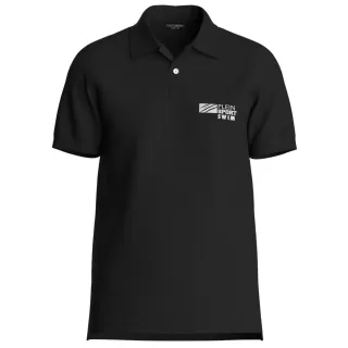 Kurzarm-Kragen-Logo-Polohemd in Schwarz
