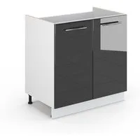 Vicco Unterschrank Fame-Line, Anthrazit Hochglanz/Weiß, 80 cm ohne Arbeitsplatte (1-St)