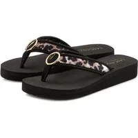 LASCANA Sandale, Badeschuh, Pantolette, Badelatsche, Flip Flop, Sommerschuh, Badezehentrenner Zehentrenner mit Ringapplikation "Italy" VEGAN