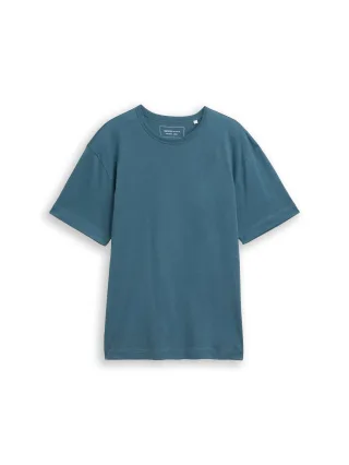 Denim Tom Tailor - Relaxed Fit T-Shirt aus Baumwolle tide petrol - Gr. - S