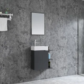Neuesbad Serie 80 Gäste-Waschtischset B:55, H:60, T:22cm, grau NBHT55001