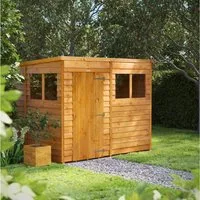Powersheds Gartenhaus Gartenhaus mit Pultdach und Stülpschalung, Vollholz, BxT: 240x180 cm, (Polyester-verstärkte DachpaPOPe, gehärtetes Glas, hochwertiges Holz), Hochwertiges Holz