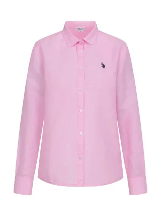 U.S. Polo Assn. Damen Leinenshirt aus Leinen-Baumwollmix