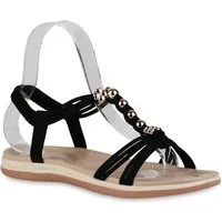 VAN HILL 838480 Riemchensandale Damen Sandalen Riemchensandalen Zierperlen Sommer-