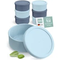 Blumtal Vorratsdose Pizzaballenbox mit Deckel 2er Set - BPA-freie Pizza Ballenbox, (6-tlg., 2er, 4er und 6er Set), Silikon 14,5x6,5cm - antihaftende Pizza Box für optimale Gärung