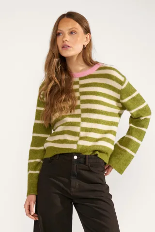 Nümph - NURIETTE BLOCK STRIPE PULLOVER calla green - Gr. - S