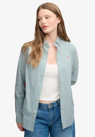 Superdry - Oxford Langarmhemd mit schmaler Passform pfefferminz kreide gestreift oxford - Gr. - 12