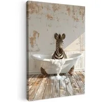 OneMillionCanvasses® Leinwandbild Vintage - Zebra - Wilde Tiere - Badewanne, Fotodruck (1 St), Badezimmer Deko, Bilder WC, Toilette Wanddeko 20x30 cm