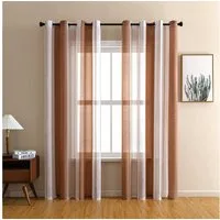 TUWENA Gardine 2er Vorhänge mit Ösen,Voile Gardinen Halbtransparent Streifen Stores, Moderner Wohnstil für Dekoration Kinderzimmer Schlafzimmer