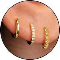 LuxusKollektion Ohrring-Set Ohrringe Silber 925 Set Damen Vergoldet Creolen Ohrstecker Zirkonia