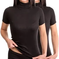 HERMKO Unterziehshirt 17855 (Pack, 2er) Baumwolle/Modal, Kurzarmshirt mit Rollkragen, angenehm weich