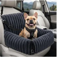 AIMAX Hunde-Autositz 48 × 48 × 38 cm für kleine bis mittlere Hunde, Waschbarer Hundesitz Auto mit Griff, 2-in-1 Hundebett, Grau