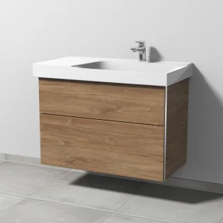 Sanipa 3way Waschtischunterbau zu Geberit Xeno2 Waschtisch mit 2 Auszügen, Eiche-Kansas BR66359