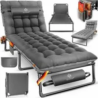 KESSER Campingliege Campingbett Campingliege Angelliege Karpfenliege klappbar (mit Tragetasche, Getränkehalter & Nackenkissen bis 250 kg belastbar) 190 x 68 x 30 cm strapazierfähiges Oxford-Gewebe stabiles Stahlgerüst