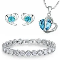 Kim Johanson Schmuckset Herz Blau (Set, 4-tlg), mit Halskette, Ohrringe und Armband